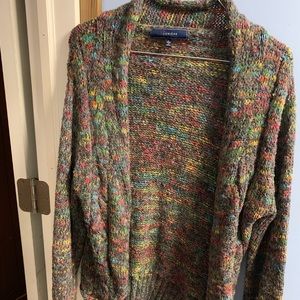 Gray and rainbow cardigan sweater